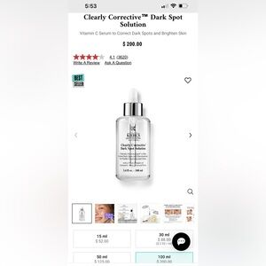 Kiehl's Clearly Corrective Dark Spot Solution - White and Silver